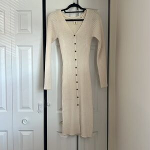 Knitted beige dress for fall